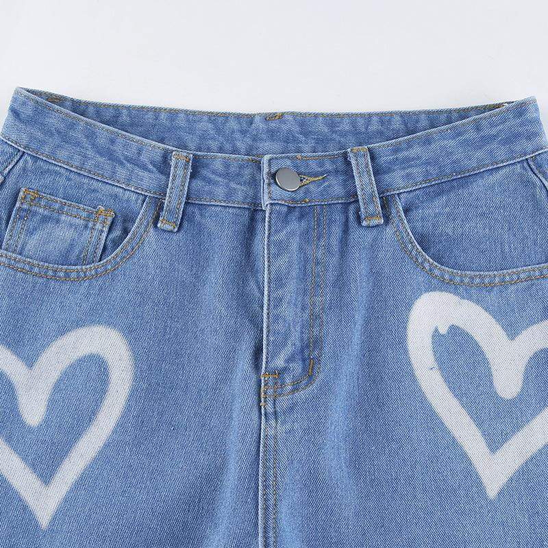 CH Heart Print High Waist Jeans