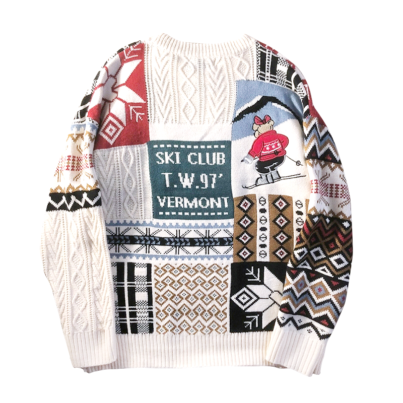 CH Vintage Color Matching Skiing Bear Sweater