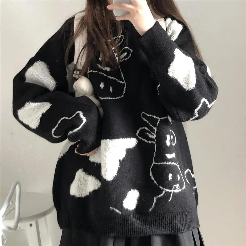 CH Knitted Cow Sketches Sweater